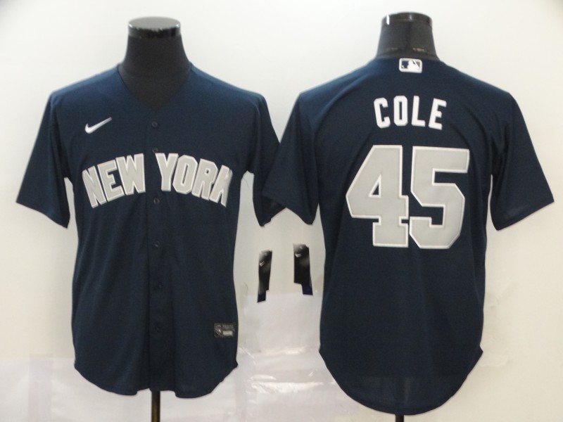 Men's New York Yankees #45 Gerrit Cole Navy Cool Base Stitched MLB Jersey